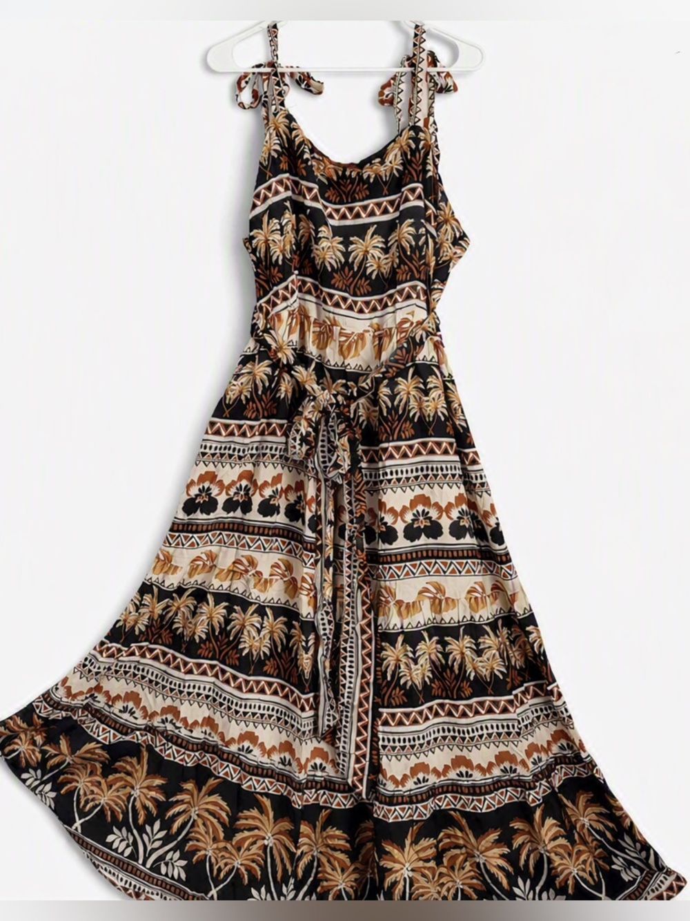26/28 Avenue Maxi Dress smocked tie spaghetti straps 4X vacation alexia island